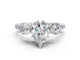 White gold Three-Stone Pear Cut Diamond Pavé Band with Four-Prong Setting_66