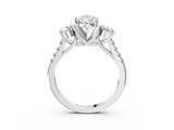 White gold Three-Stone Pear Cut Diamond Pavé Band with Four-Prong Setting_69