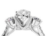 White gold Three-Stone Pear Cut Diamond Pavé Band with Four-Prong Setting_70