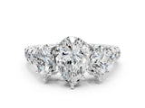 White gold Three-Stone Pear Cut Diamond Pavé Band with Prong Setting_119