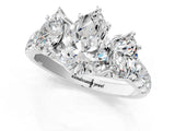White gold Three-Stone Pear Cut Diamond Pavé Band with Prong Setting_120