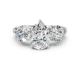 White gold Three-Stone Pear Cut Diamond Ring with Channel-Set Band and Prong Setting_6