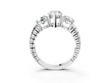 White gold Three-Stone Pear Cut Diamond Ring with Channel-Set Band and Prong Setting_9