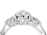 White gold Three-Stone Pear Cut Diamond Ring with Pear Side Stones in Four-Prong Setting_148