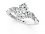 White gold Three-Stone Pear Cut Diamond Ring with Pear Side Stones in Four-Prong Setting_152