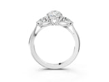 White gold Three-Stone Pear Cut Diamond Ring with Pear  Side Stones in Four-Prong Setting_19