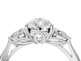 White gold Three-Stone Pear Cut Diamond Ring with Pear  Side Stones in Four-Prong Setting_20
