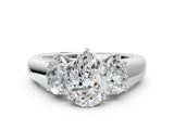 White gold Three-Stone Pear Cut Diamond Ring with Prong Setting and Classic Band_3