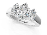 White gold Three-Stone Pear Cut Diamond Ring with Prong Setting and Classic Band_4