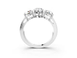 White gold Three-Stone Pear Cut Diamond Ring with Round Side Stones, Classic Band, and Four-Prong Setting_10
