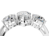 White gold Three-Stone Pear Cut Diamond Ring with Round Side Stones, Classic Band, and Four-Prong Setting_11