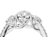 White gold Three-Stone Pear Cut Diamond Ring with Round with Moissanite side stone Pavé Band and Prong Setting_16