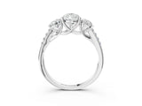 White gold Three-Stone Pear Cut Diamond Ring with Round with Moissanite side stone Pavé Band and Prong Setting_21