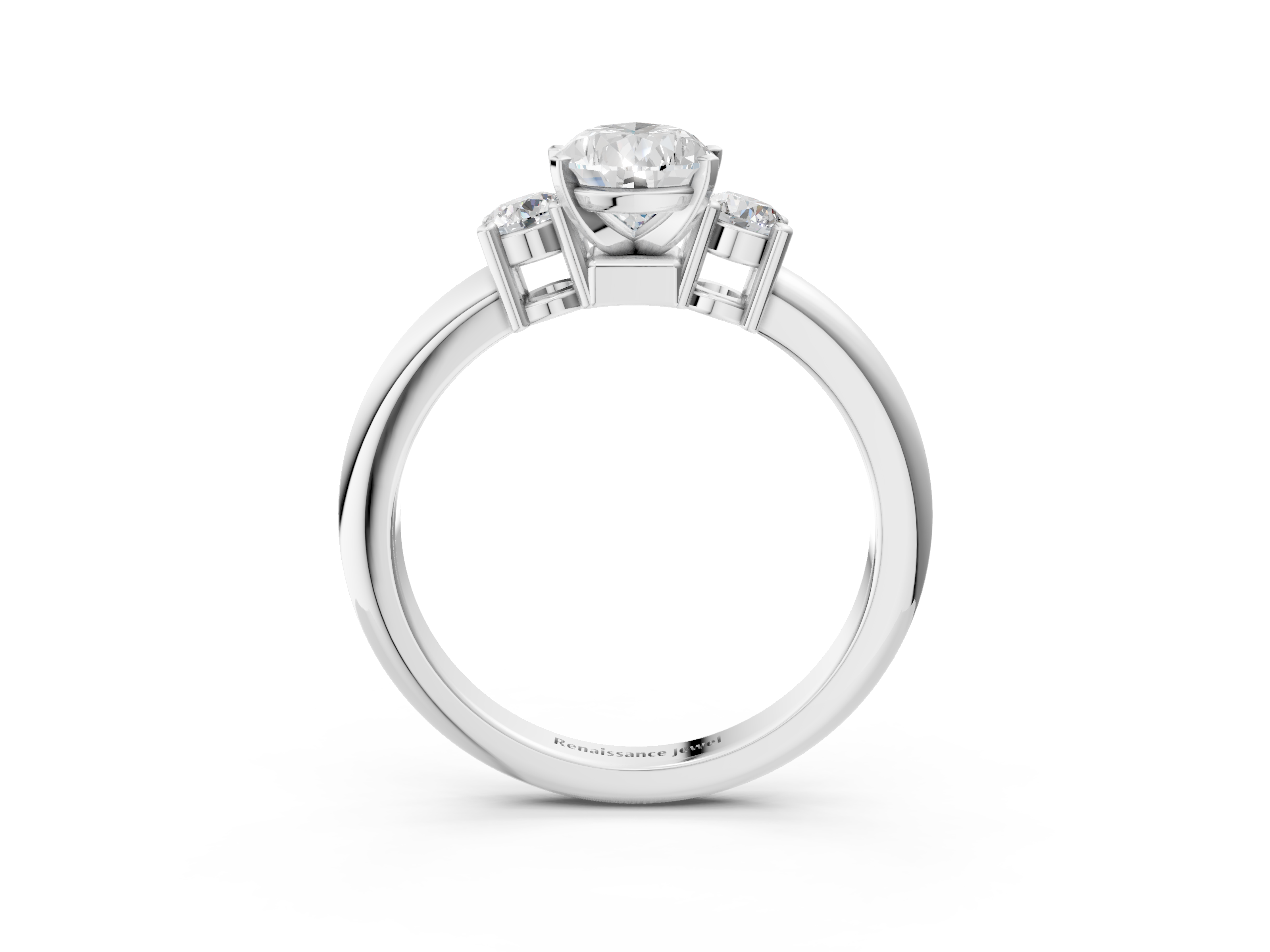 White gold Three-Stone Pear Cut Diamond Solitaire with Prong Setting and Classic Band_73