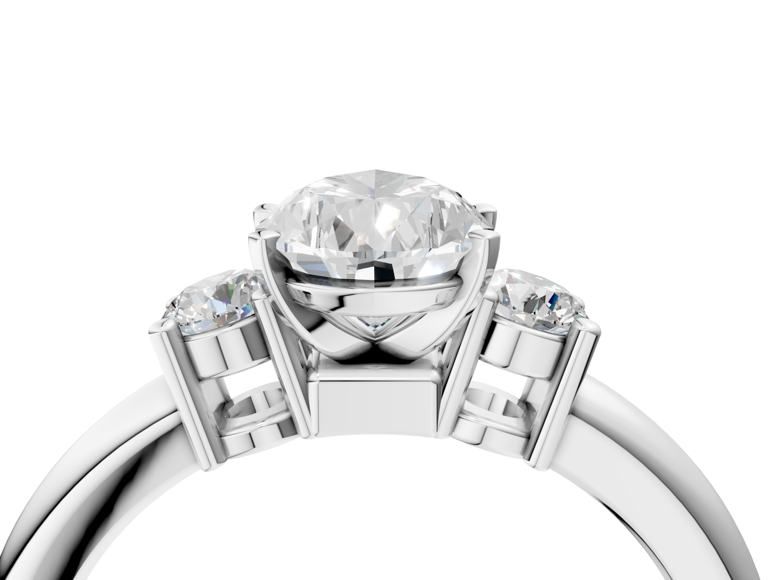 White gold Three-Stone Pear Cut Diamond Solitaire with Prong Setting and Classic Band_74