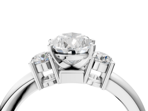 White gold Three-Stone Pear Cut Diamond Solitaire with Prong Setting and Classic Band_74
