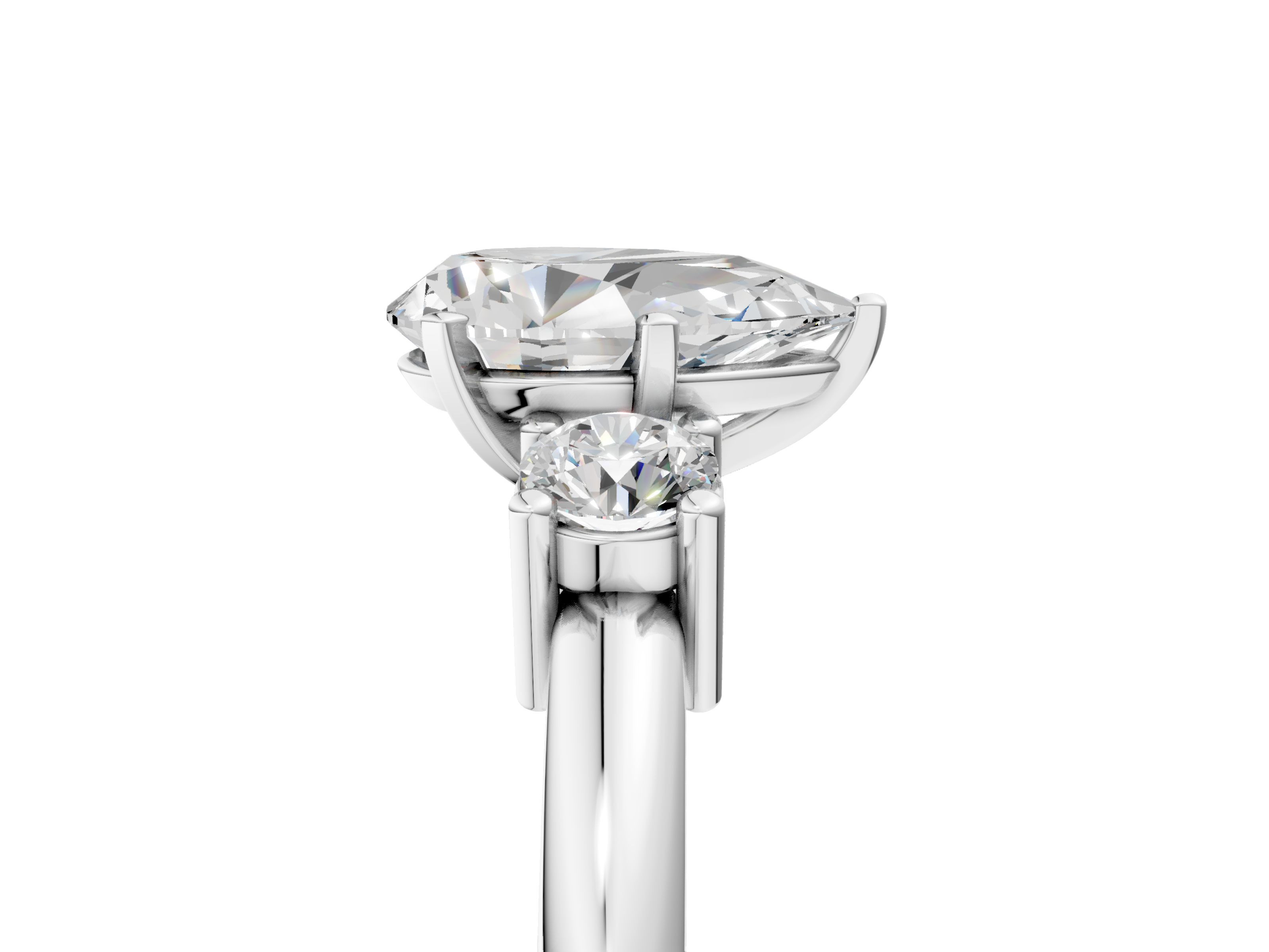 White gold Three-Stone Pear Cut Diamond Solitaire with Prong Setting and Classic Band_75