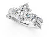 White gold Three-Stone Pear Cut Diamond Twist Band with Prong Setting_62