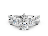 White gold Three-Stone Pear Cut Diamond Twist Band with Prong Setting_62