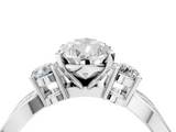 White gold Three-Stone Pear Cut Diamond Twist Band with Prong Setting_66