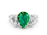 White gold Three-Stone Pear Cut Emerald Braided Band Ring with Four-Prong Setting_12