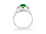 White gold Three-Stone Pear Cut Emerald Braided Band Ring with Four-Prong Setting_15