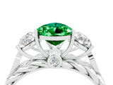 White gold Three-Stone Pear Cut Emerald Braided Band Ring with Four-Prong Setting_16