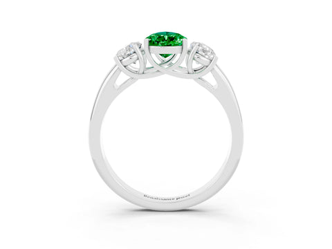 White gold Three-Stone Pear Cut Emerald Engagement Ring with Prong Setting_3