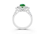 White gold Three-Stone Pear Cut Emerald Pavé Band with Four-Prong Setting_3