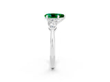 White gold Three-Stone Pear Cut Emerald Ring with Pear Side Stones and Four-Prong Setting_2
