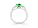 White gold Three-Stone Pear Cut Emerald Ring with Pear Side Stones and Four-Prong Setting_3
