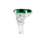 White gold Three-Stone Pear Cut Emerald Ring with Pear Side Stones and Four-Prong Setting_5
