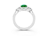White gold Three-Stone Pear Cut Emerald Ring with Pear  Side Stones in Four-Prong Setting_15