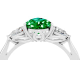 White gold Three-Stone Pear Cut Emerald Ring with Pear  Side Stones in Four-Prong Setting_16