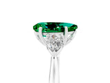 White gold Three-Stone Pear Cut Emerald Ring with Pear  Side Stones in Four-Prong Setting_17
