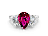 White gold Three-Stone Pear Cut Garnet Braided Band Ring with Four-Prong Setting_12