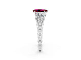 White gold Three-Stone Pear Cut Garnet Braided Band Ring with Four-Prong Setting_14
