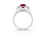 White gold Three-Stone Pear Cut Garnet Braided Band Ring with Four-Prong Setting_15
