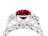 White gold Three-Stone Pear Cut Garnet Braided Band Ring with Four-Prong Setting_16