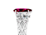 White gold Three-Stone Pear Cut Garnet Braided Band Ring with Four-Prong Setting_17