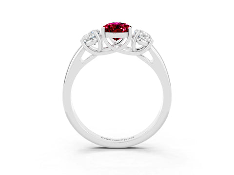 White gold Three-Stone Pear Cut Garnet Engagement Ring with Prong Setting_3