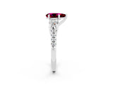 White gold Three-Stone Pear Cut Garnet Pavé Band with Four-Prong Setting_2