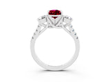White gold Three-Stone Pear Cut Garnet Pavé Band with Four-Prong Setting_3