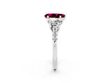White gold Three-Stone Pear Cut Garnet Ring with Pavé Band and Prong Setting_14