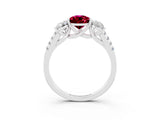 White gold Three-Stone Pear Cut Garnet Ring with Pavé Band and Prong Setting_15