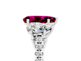 White gold Three-Stone Pear Cut Garnet Ring with Pavé Band and Prong Setting_17