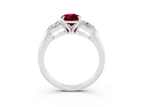 White gold Three-Stone Pear Cut Garnet Ring with Pear Side Stones and Four-Prong Setting_3
