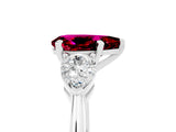 White gold Three-Stone Pear Cut Garnet Ring with Pear Side Stones and Four-Prong Setting_5