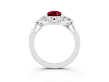 White gold Three-Stone Pear Cut Garnet Ring with Pear  Side Stones in Four-Prong Setting_15