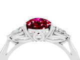 White gold Three-Stone Pear Cut Garnet Ring with Pear  Side Stones in Four-Prong Setting_16